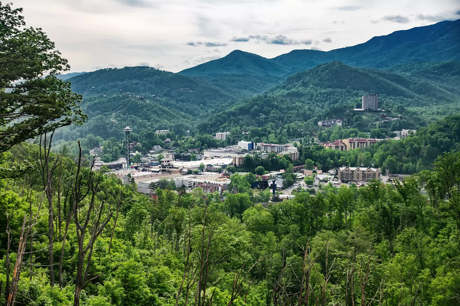 aerial view of downtown Gatlinburg