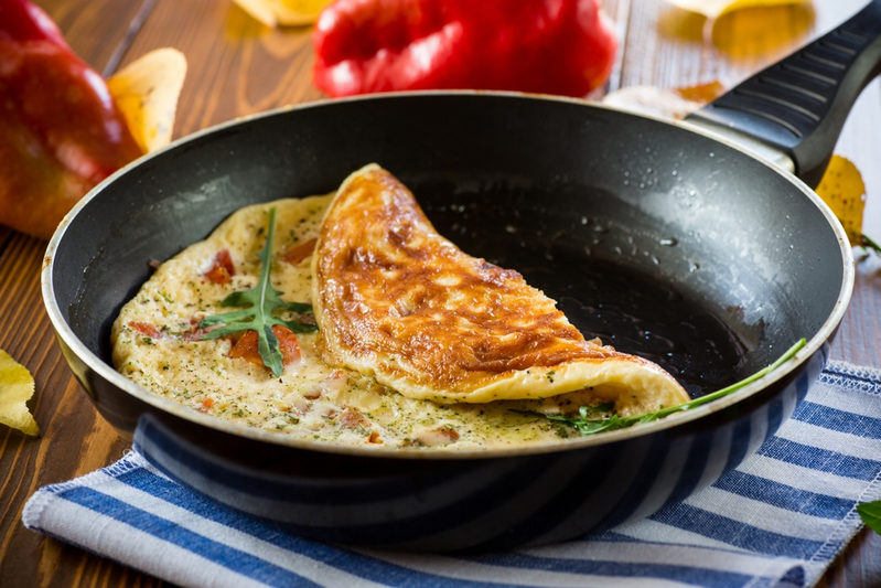 meat omelet in skillet