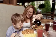 breakfast at Log Cabin Pancake House during a day in Gatlinburg